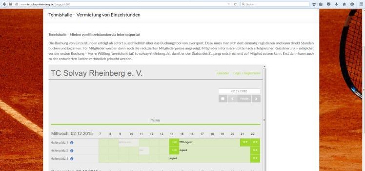 Buchung von Hallenstunden jetzt online möglich
